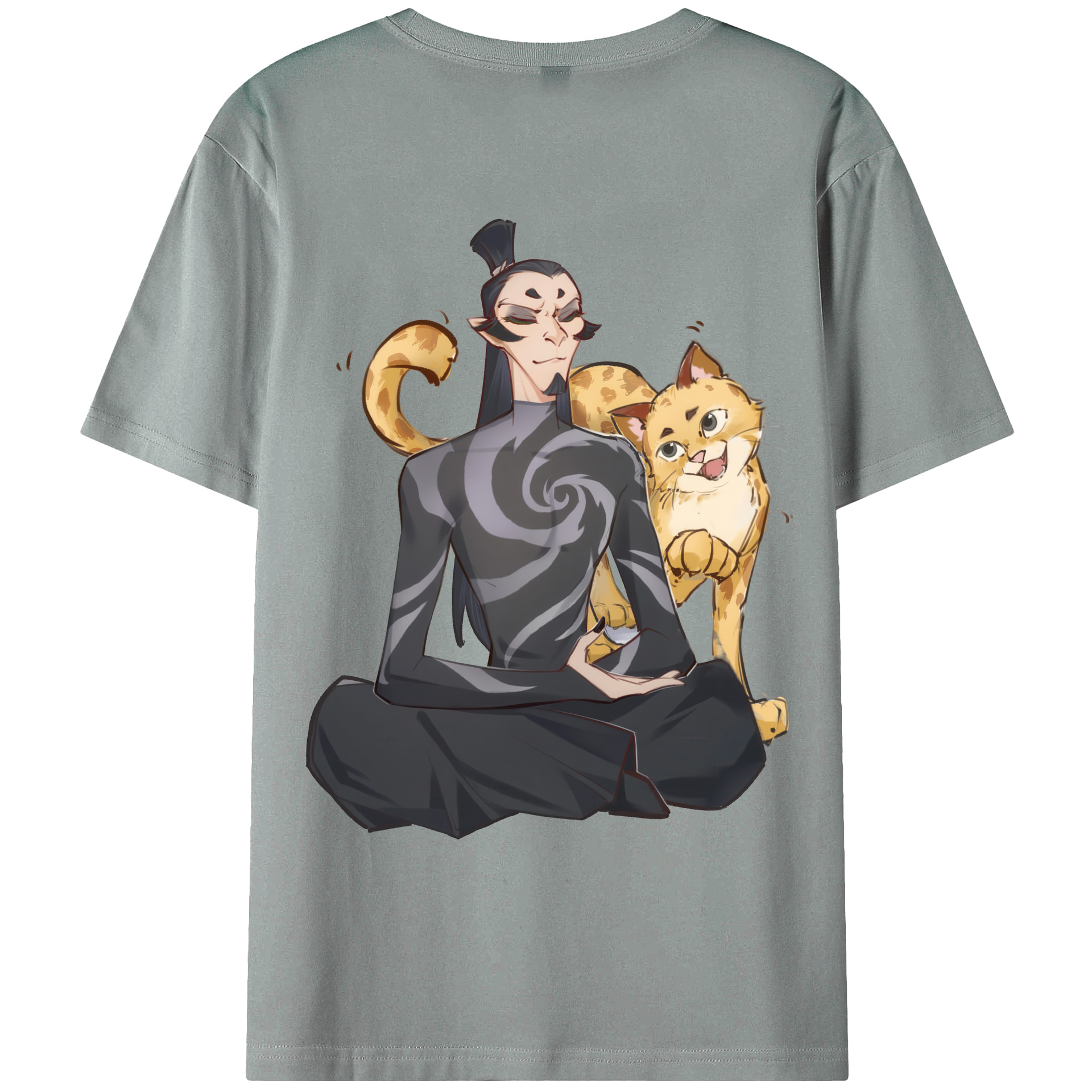 （画像用） Ne Zha 2 ナタ 魔童の大暴れ 綿100％ メンズ半袖Tシャツ（バックプリント） 通気性
